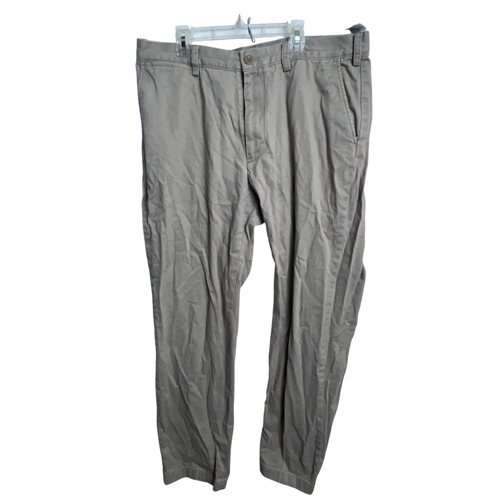 Nautica Slim Fit Chino Pants Khaki Flat Front Men 36x32 Cotton‎ Business Casual